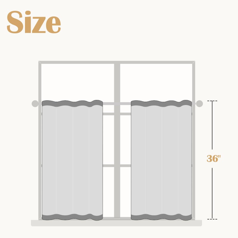 jinchan Beige Linen Kitchen Curtains 36 Inch Tier Curtains Farmhouse Cafe Light Filtering Small Window Drapes Flax Country Rustic Rod Pocket Bathroom Laundry Room RV 2 Panels Crude - Image 2
